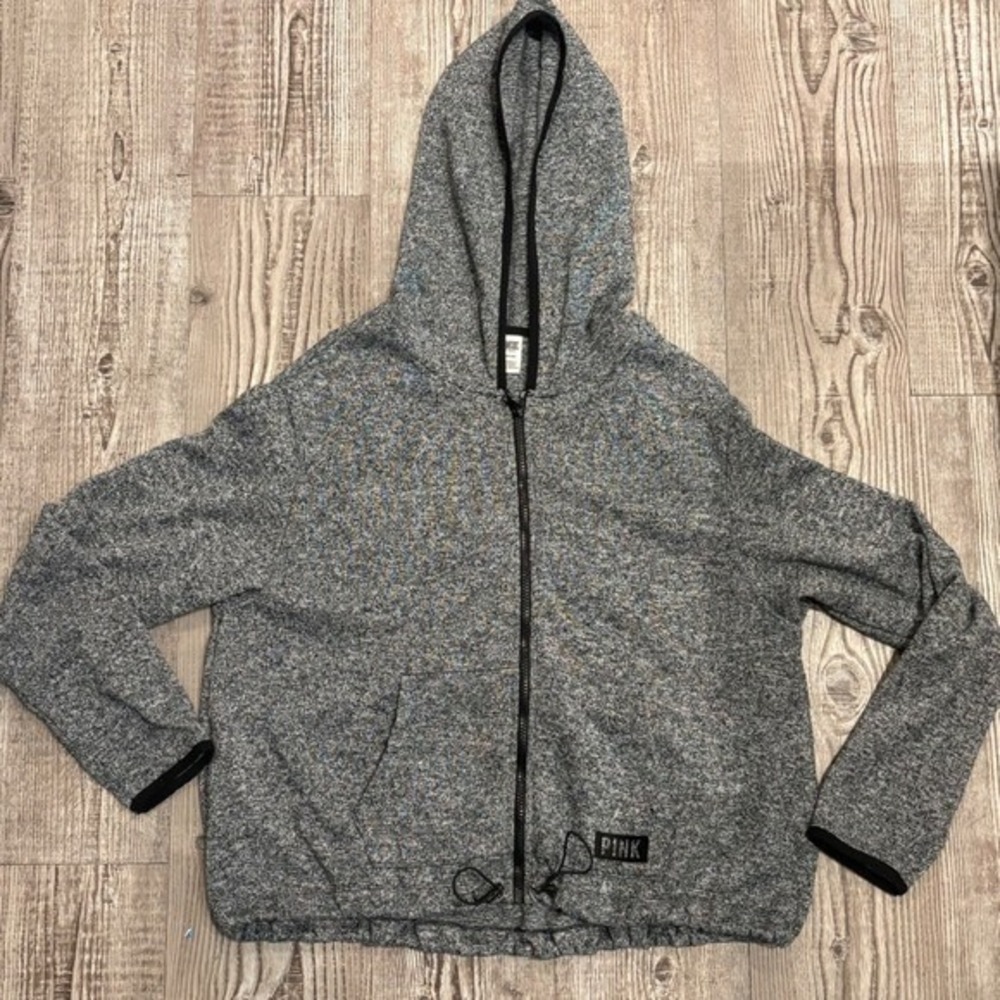 PINK Victoria's Secret Heather Gray Hooded Zip-Up Sweatshirt